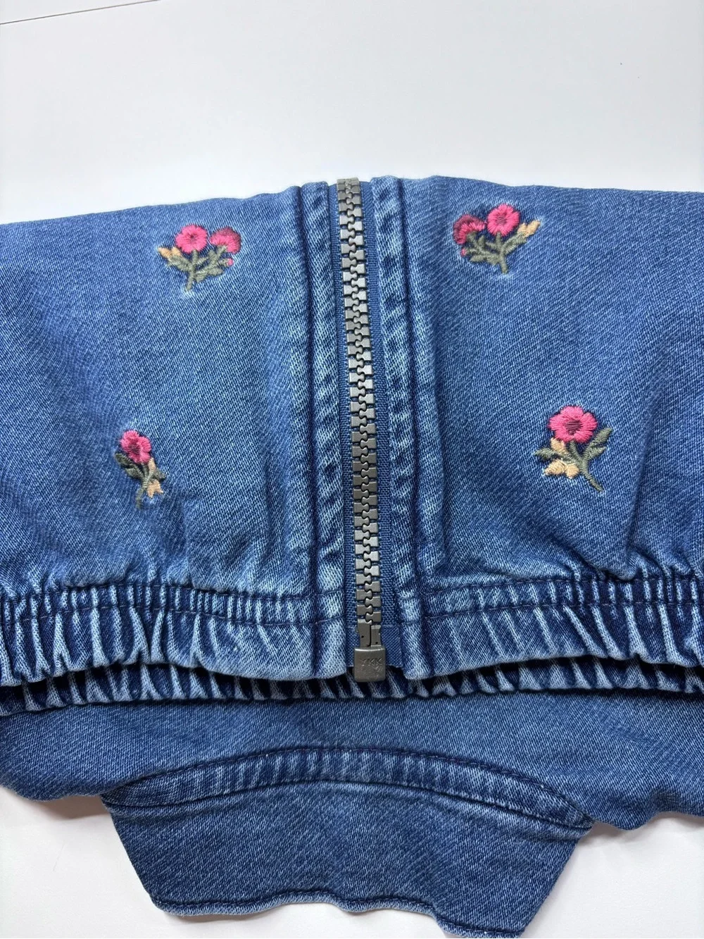 Carter's Blue Denim Jacket with Pink Rose Embroidery Size 6M
